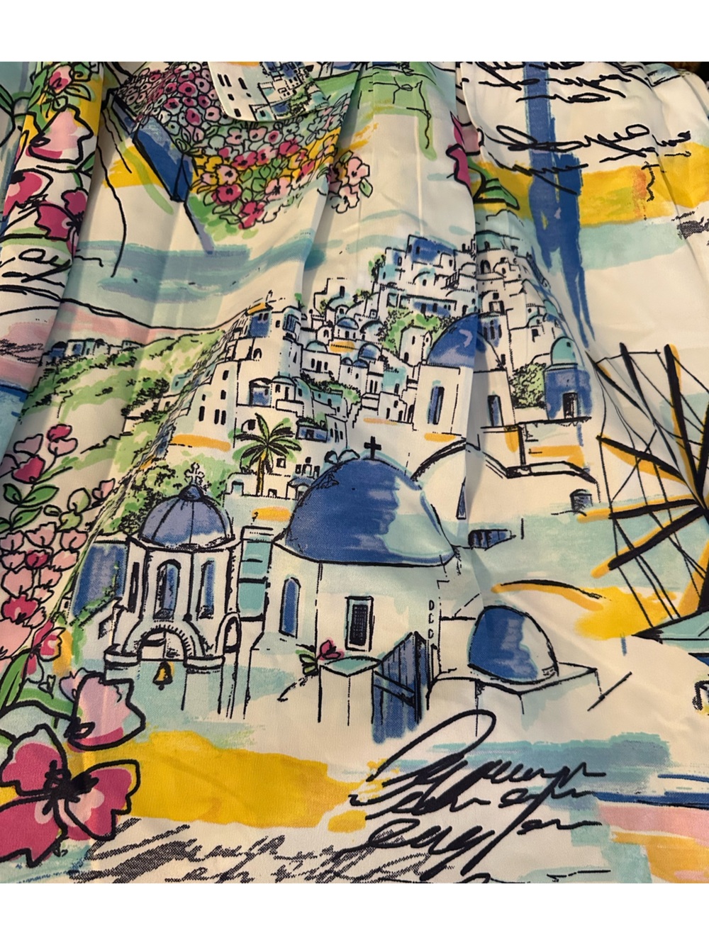 Her Destiny Scenic Mediterranean Santorini Tie Waist Midi Skirt BNWT Size Small - Picture 6 of 7